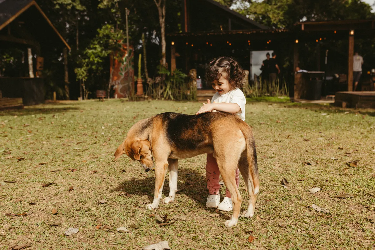 A family enjoying their clean backyard together with their dog